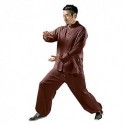 KSUA Men Tai Chi Uniform Kung Fu Chinese Clothing Cotton for Martial Arts Zen, U.S. Dark Red L/XL Label