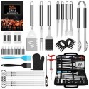 AISITIN Barbecue Utensili barbecue Accessori 35 pezzi Barbecue Kit in acciaio Set d'acciaio per le donne di campo