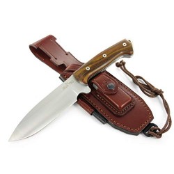 JEO-TEC No39 - Nuevo CELTIBERO - Cuchillo Survivencia Caza Monte bushcraft Camping Campo ao ar livre - Funda de Piel con pedern