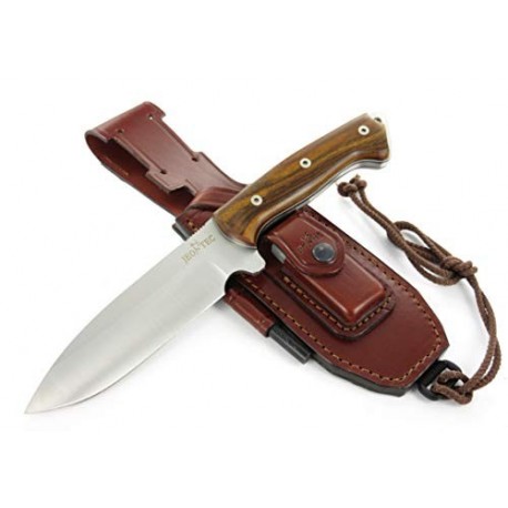 JEO-TEC Nº39 - Nuevo CELTIBERO - Cuchillo Supervivencia Caza Monte bushcraft Camping Outdoor Campo - Funda de Piel con pedern