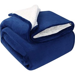 Utopia Bedding Reversible Blanket Sherpa 150 x 200 cm - Sea Blue - Extra weiche Crush Stoff, Super warm,