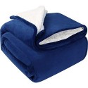 Utopia Bedding Brosse réversible Sherpa 150 x 200 cm - Bleu marin - Tissu de brosse extra douce, Super chaud,