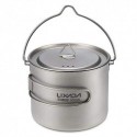 Lixada Taza Titanio Portable Ultralight 900ml con Mango Plegable y Tapa Utensilios de Cocina para Acampada Senderismo Ta8316B