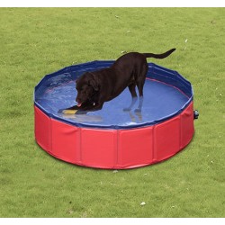 Piscine pour chiens pliants rouge et bleu foncé pvc.