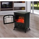 Electric fireplace with wood effect - black - ...