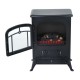 Electric fireplace with wood effect - black - ...