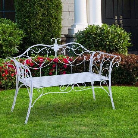 Garden bench for 2 people – white – ace.