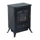 Electric fireplace with wood effect - black - ...