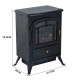 Electric fireplace with wood effect - black - ...