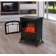 Electric fireplace with wood effect - black - ...